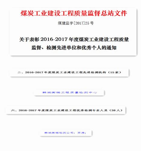 喜報(bào):韓城分公司檢測(cè)中心榮獲2017年度先進(jìn)檢測(cè)機(jī)構(gòu)