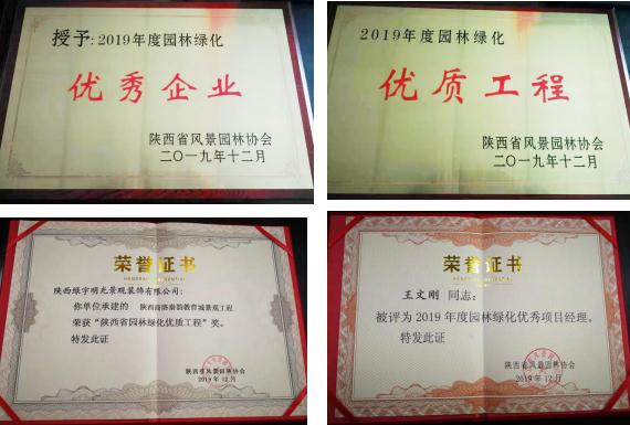 喜訊！綠宇公司榮獲省級“2019年度園林綠化優(yōu)秀企業(yè)”等三項榮譽