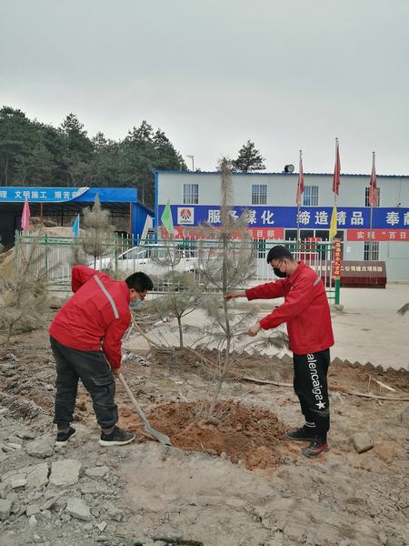 陜煤建設(shè)礦建二公司建莊項(xiàng)目部開(kāi)展“植樹抗疫、青年先行”植樹活動(dòng)