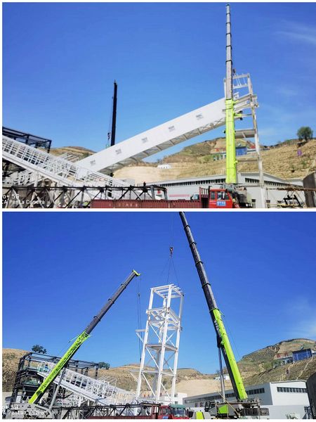 陜煤建設(shè)天工公司安裝三部承建的儲煤場 帶式輸送機棧橋吊裝成功