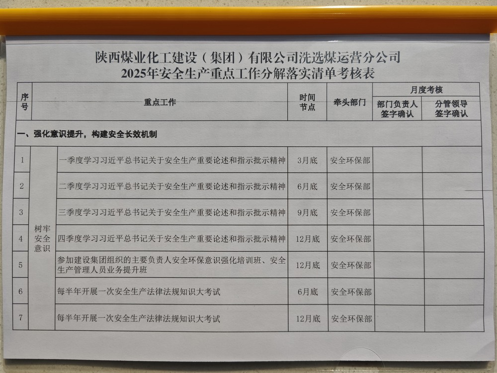 陜煤建設(shè)洗選煤運(yùn)營公司：抓準(zhǔn)重點(diǎn)節(jié)點(diǎn)，守好全年“安全門”